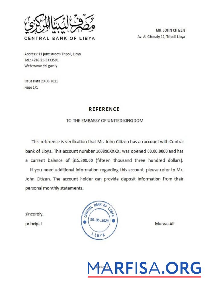 Realistic Libya Central Bank reference download for verification